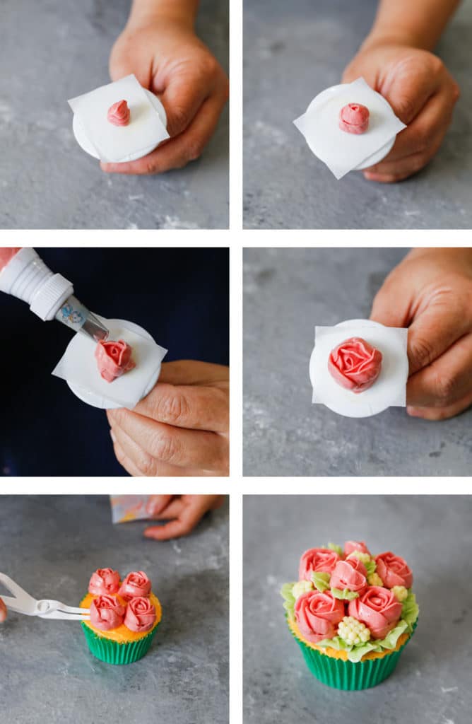 Steps to make Rose Buttercream Flowers